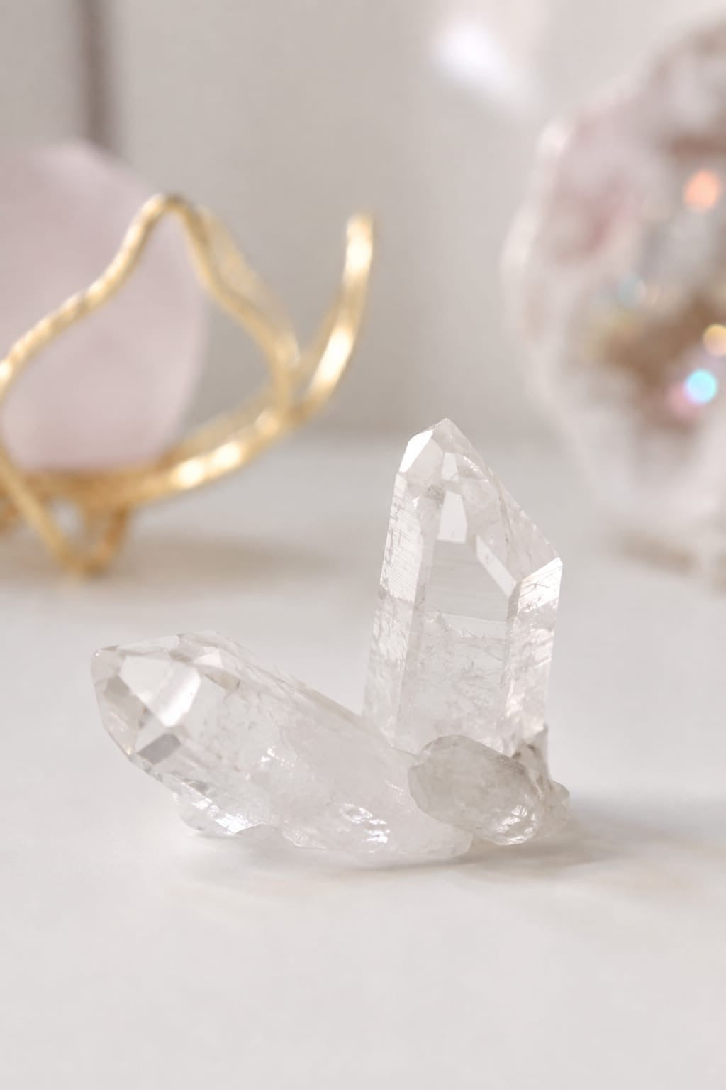 Drusa de cuarzo transparente con varias puntas naturales